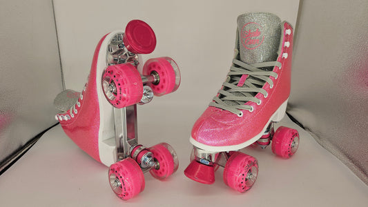 BEGINNER/ STARTER SKATES/ GLITTER PINK & SILVER