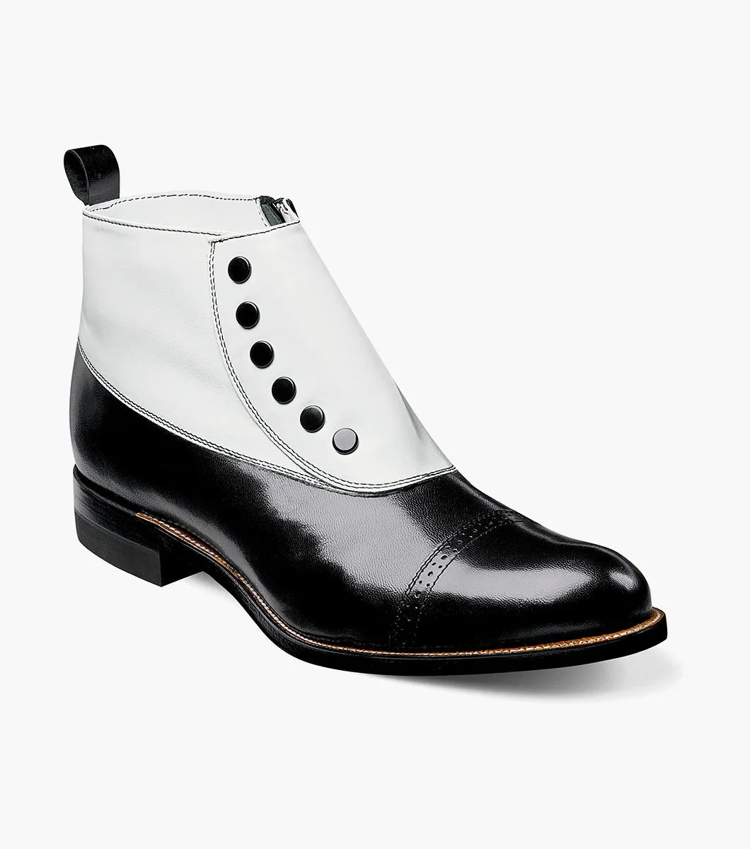 STACY ADAMS-BLACK & WHITE SPECTATOR SPAT CAP TOE