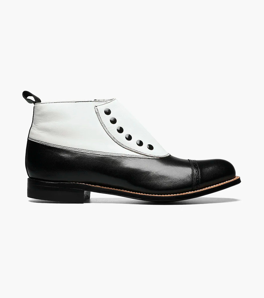 STACY ADAMS-BLACK & WHITE SPECTATOR SPAT CAP TOE