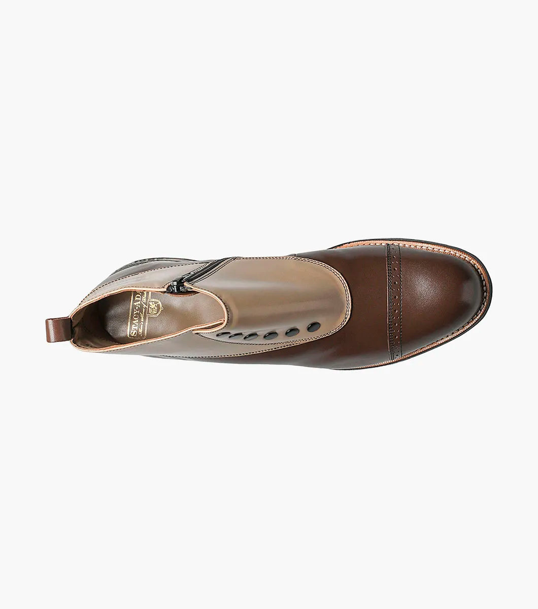 STACY ADAMS- Tan Multi Spectator Spat Cap Toe Demi